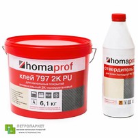 Фотография ламели - Химия Клей для ПВХ плитки Homakoll Homaprof 797 2K PU (7 кг.) -  класса